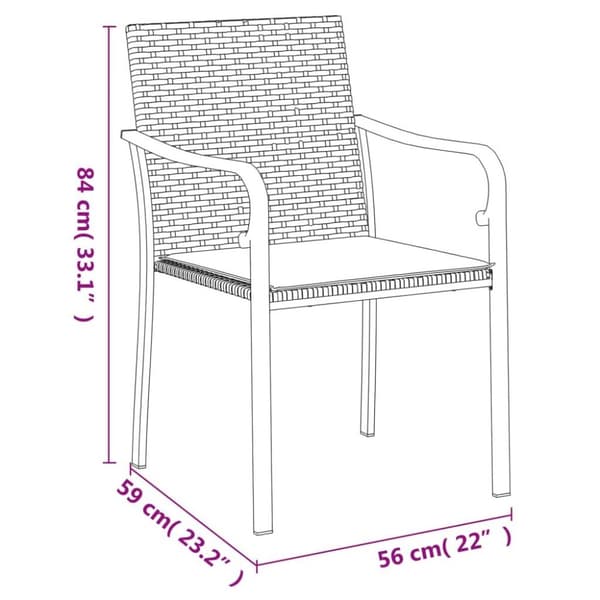 vidaXL Trädgårdsstolar 2 st med dynor svart 56x59x84 cm konstrotting