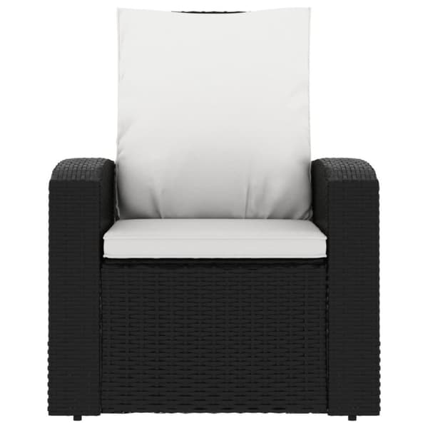 vidaXL Reclinerstol för trädgården med dynor svart konstrotting