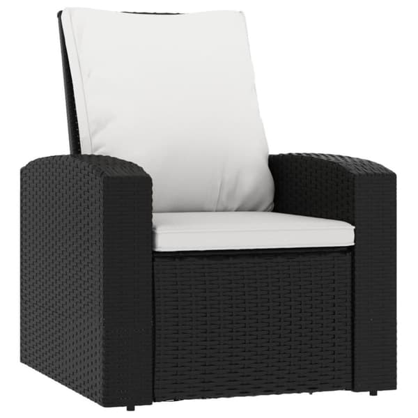 vidaXL Reclinerstol för trädgården med dynor svart konstrotting