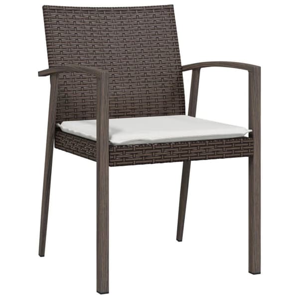 vidaXL Trädgårdsstolar 4 st med dynor brun 56,5x57x83 cm konstrotting