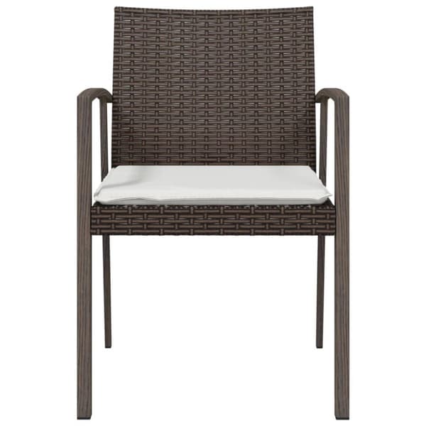 vidaXL Trädgårdsstolar 4 st med dynor brun 56,5x57x83 cm konstrotting