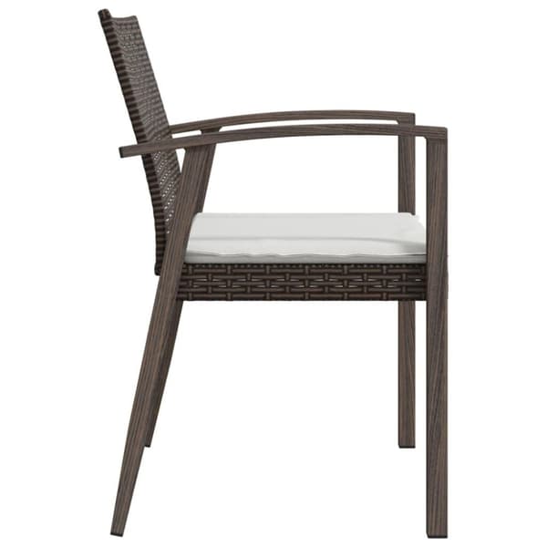 vidaXL Trädgårdsstolar 4 st med dynor brun 56,5x57x83 cm konstrotting