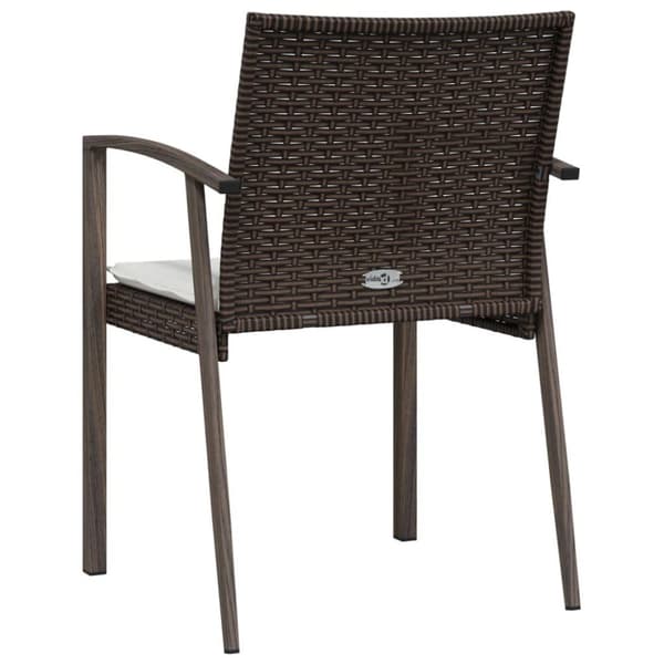 vidaXL Trädgårdsstolar 4 st med dynor brun 56,5x57x83 cm konstrotting