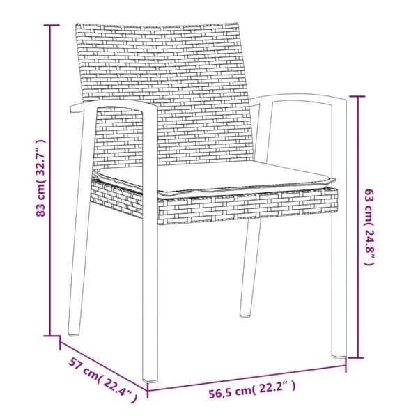 vidaXL Trädgårdsstolar 4 st med dynor brun 56,5x57x83 cm konstrotting