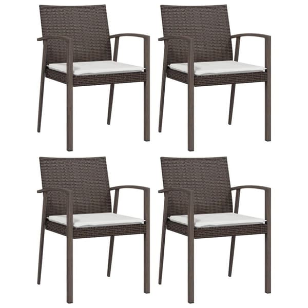 vidaXL Trädgårdsstolar 4 st med dynor brun 56,5x57x83 cm konstrotting