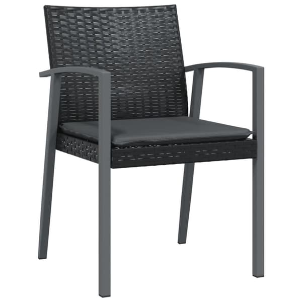 vidaXL Trädgårdsstolar 4 st med dynor svart 56,5x57x83 cm konstrotting