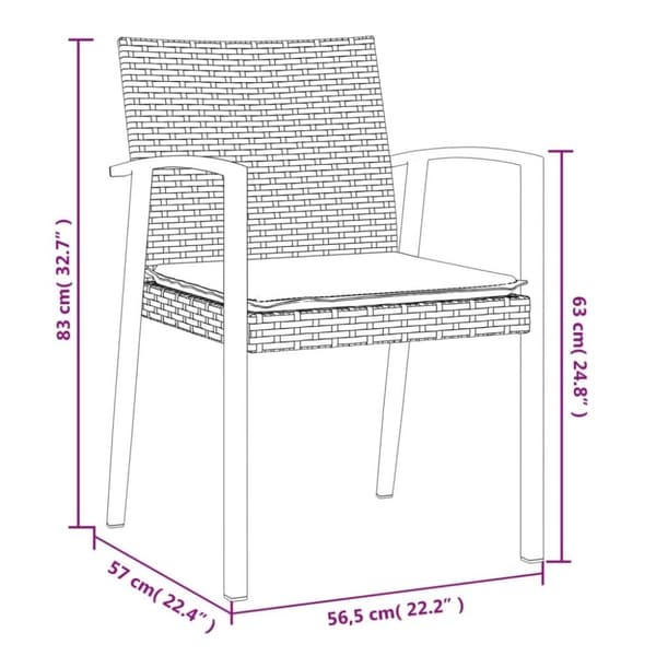 vidaXL Trädgårdsstolar 4 st med dynor svart 56,5x57x83 cm konstrotting