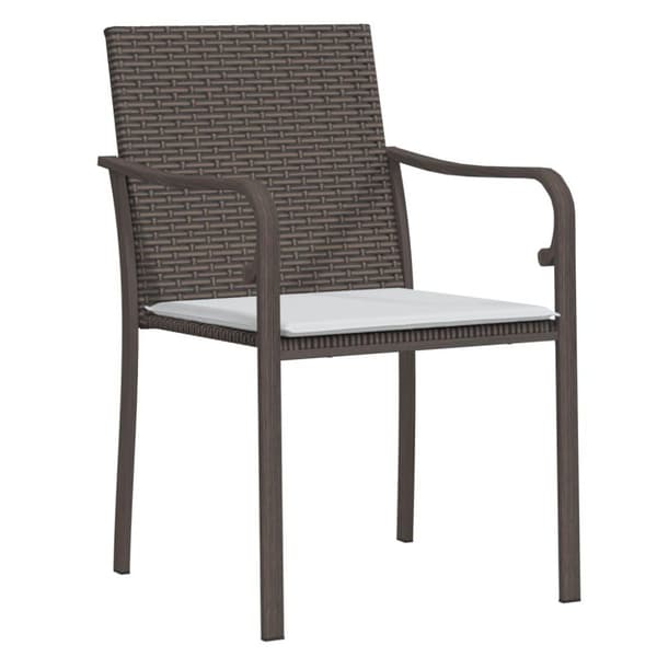 vidaXL Trädgårdsstolar 6 st med dynor brun 56x59x84 cm konstrotting