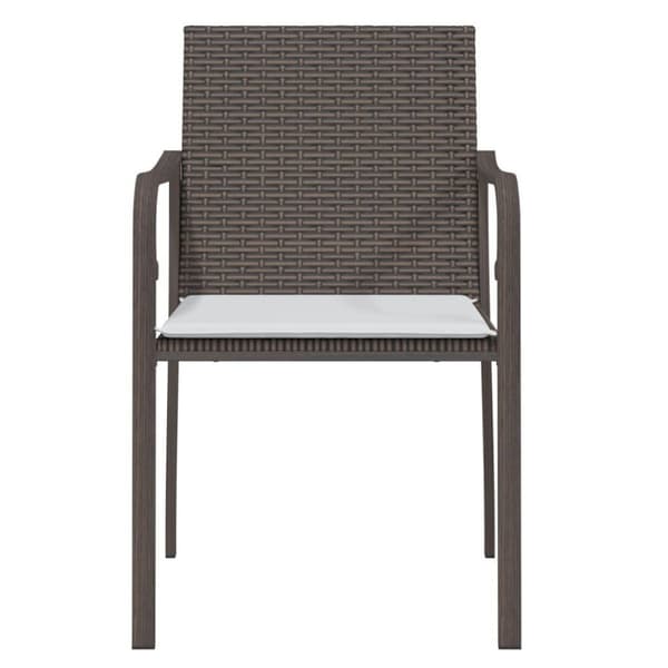 vidaXL Trädgårdsstolar 6 st med dynor brun 56x59x84 cm konstrotting