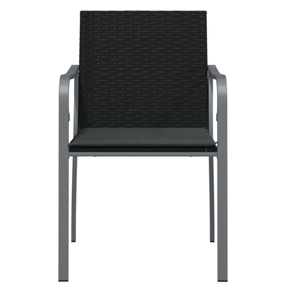 vidaXL Trädgårdsstolar 6 st med dynor svart 56x59x84 cm konstrotting