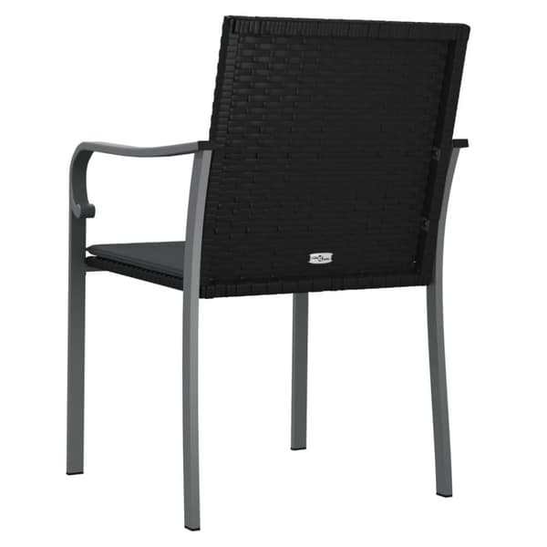 vidaXL Trädgårdsstolar 6 st med dynor svart 56x59x84 cm konstrotting