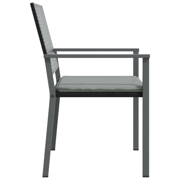 vidaXL Trädgårdsstolar 4 st med dynor svart 54x62,5x89 cm konstrotting