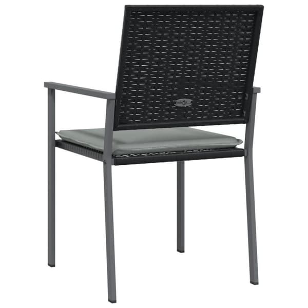 vidaXL Trädgårdsstolar 4 st med dynor svart 54x62,5x89 cm konstrotting