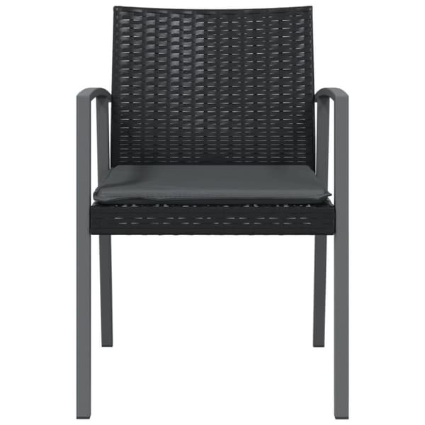 vidaXL havestole med hynder 6 stk. 56,5x57x83 cm polyrattan sort
