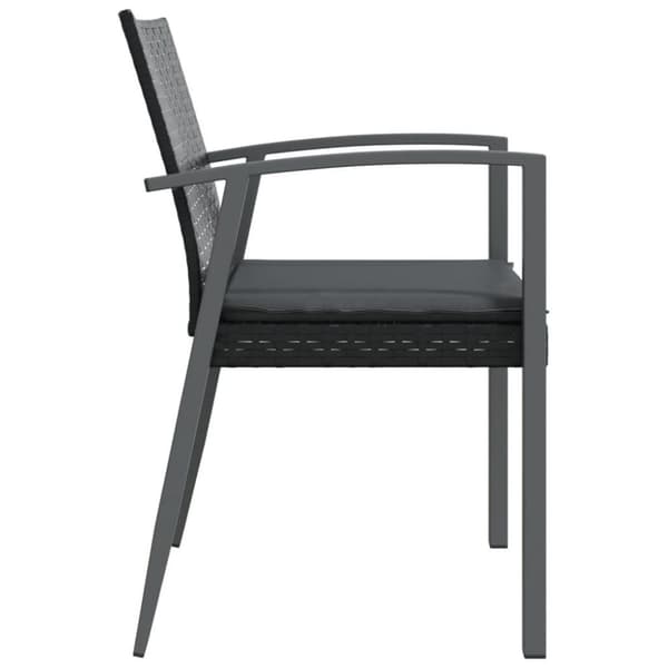 vidaXL havestole med hynder 6 stk. 56,5x57x83 cm polyrattan sort