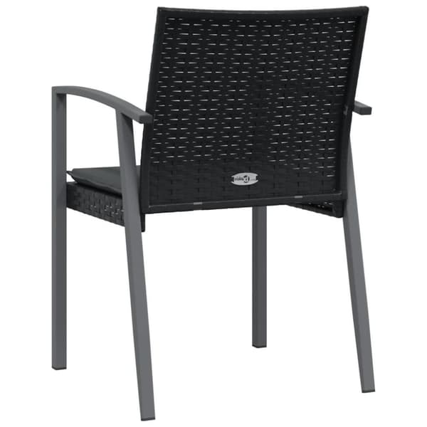 vidaXL havestole med hynder 6 stk. 56,5x57x83 cm polyrattan sort