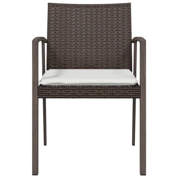 vidaXL havestole med hynder 6 stk. 56,5x57x83 cm polyrattan brun