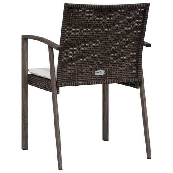 vidaXL havestole med hynder 6 stk. 56,5x57x83 cm polyrattan brun