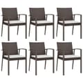 Miniatyrbillede 1 af 9: vidaXL havestole med hynder 6 stk. 56,5x57x83 cm polyrattan brun