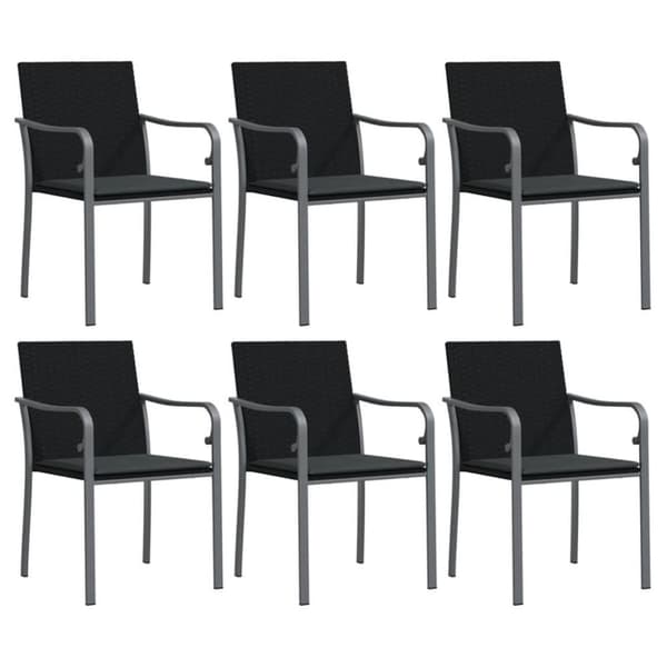 vidaXL havestole med hynder 6 stk. 56x59x84 cm polyrattan sort