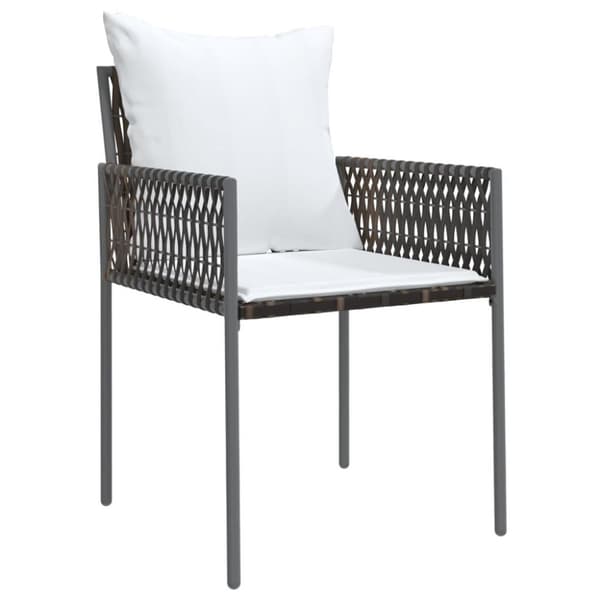 vidaXL havestole med hynder 6 stk. 54x61x83 cm polyrattan brun