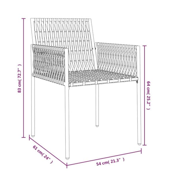 vidaXL havestole med hynder 6 stk. 54x61x83 cm polyrattan brun
