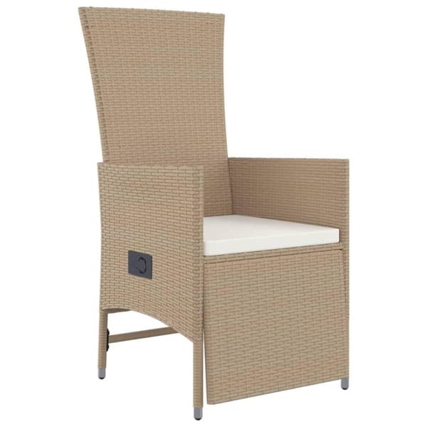 vidaXL Matgrupp för trädgården med dynor 9 delar beige konstrotting