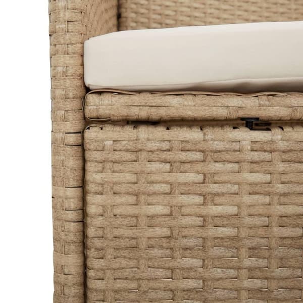 vidaXL Matgrupp för trädgården med dynor 9 delar beige konstrotting