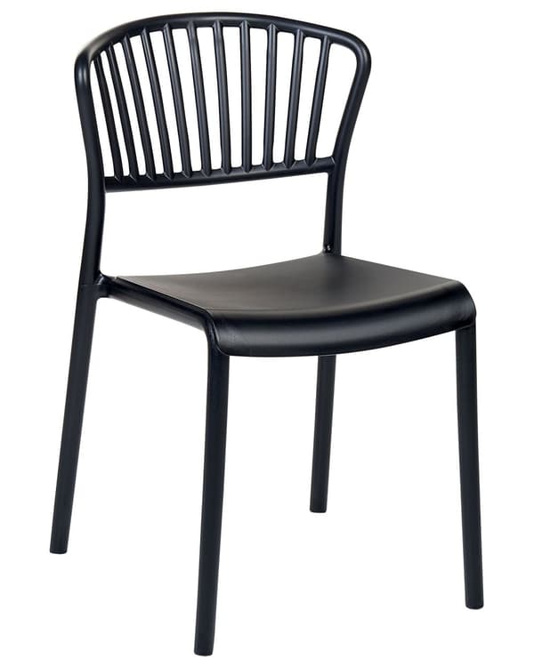 Set om 4 Matstolar Plast Svart Inomhus Utomhus Trädgård Stapelbara Minimalistisk Stil