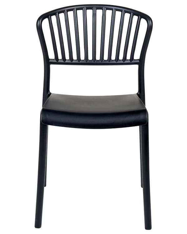Set om 4 Matstolar Plast Svart Inomhus Utomhus Trädgård Stapelbara Minimalistisk Stil