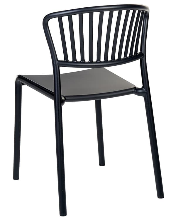 Set om 4 Matstolar Plast Svart Inomhus Utomhus Trädgård Stapelbara Minimalistisk Stil