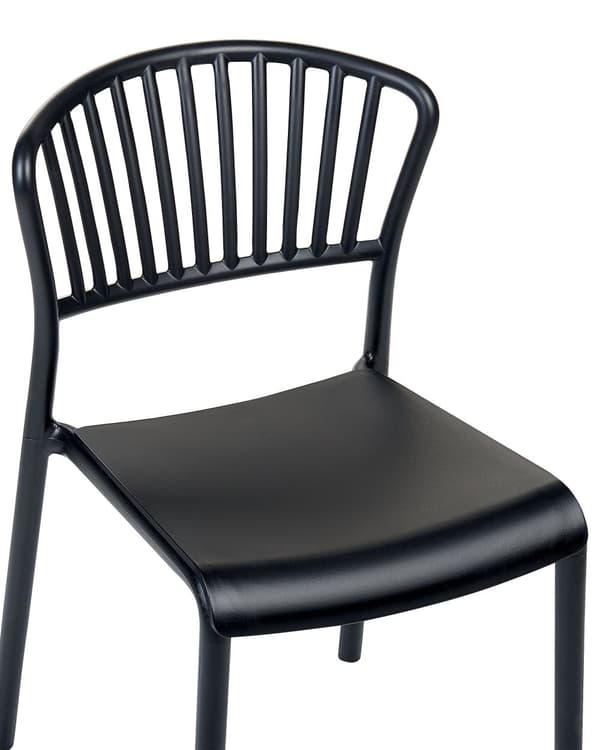 Set om 4 Matstolar Plast Svart Inomhus Utomhus Trädgård Stapelbara Minimalistisk Stil