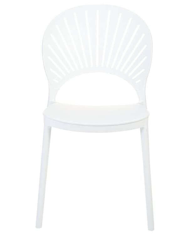 Set om 4 Matstolar Plast Vit Inomhus Utomhus Trädgård Stapelbara Minimalistisk Stil