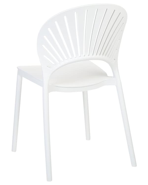 Set om 4 Matstolar Plast Vit Inomhus Utomhus Trädgård Stapelbara Minimalistisk Stil