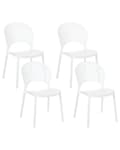 Miniatyrbild 1 av 10: Set om 4 Matstolar Plast Vit Inomhus Utomhus Trädgård Stapelbara Minimalistisk Stil