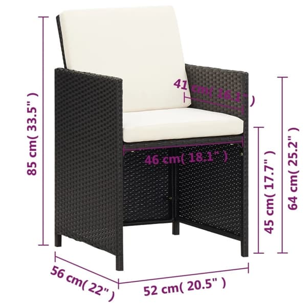 vidaXL havestole med hynder 4 stk. polyrattan sort