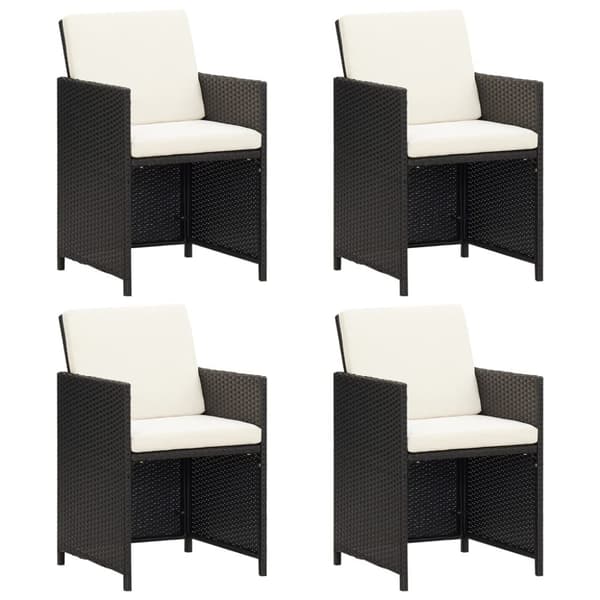 vidaXL havestole med hynder 4 stk. polyrattan sort