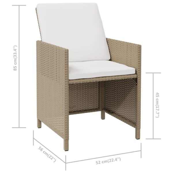 vidaXL havestole 4 stk. med hynder polyrattan beige