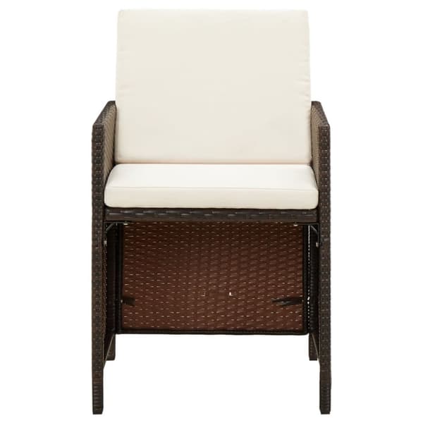 vidaXL havestole med hynder 4 stk. polyrattan brun