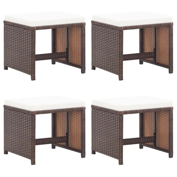 vidaXL haveskamler 4 stk. med hynder polyrattan brun