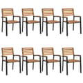 Miniatyrbilde 2 av 5: vidaXL Stablebare hagestoler 8 stk heltre akasie og metall