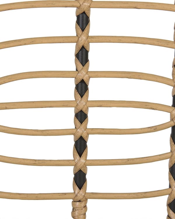 Rattan stol Lys Beige Natur Træ Stolesæt af 2 Flet Havestole med Armlæn og Siddehynder Træstole Design Udendørs Fletstole
