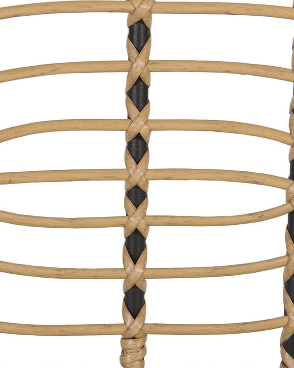 Rattan stol Lys Beige Natur Træ Stolesæt af 4 Flet Havestole med Armlæn og Siddehynder Træstole Design Udendørs Fletstole