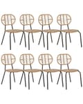 Miniatyrbild 1 av 11: Set med 8 stolar Naturlig Konstrotting Svart stålram Flätat ryggstöd och sits Boho Design