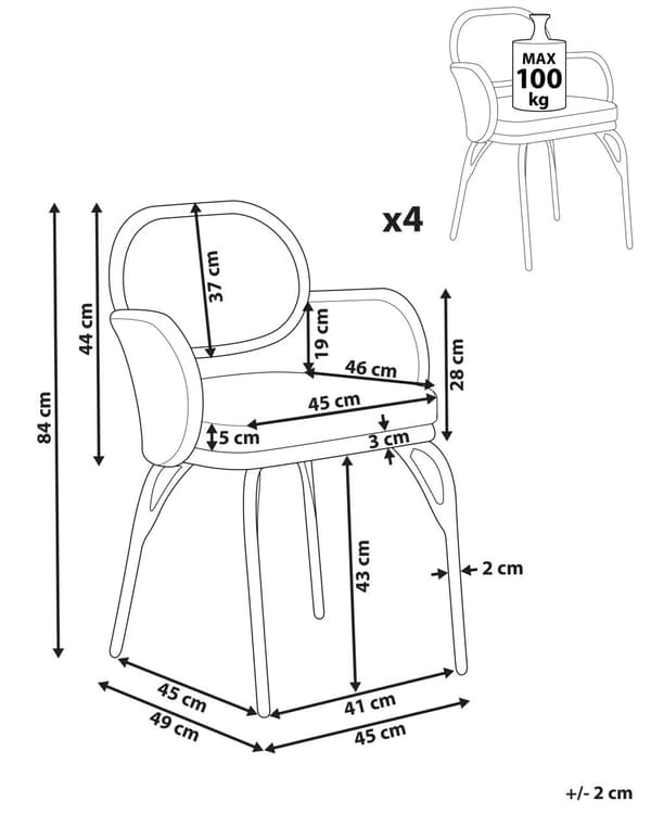 Set med 4 Stolar Grå Natur Konstrotting med Sittdyna Flätad Bohemisk Design