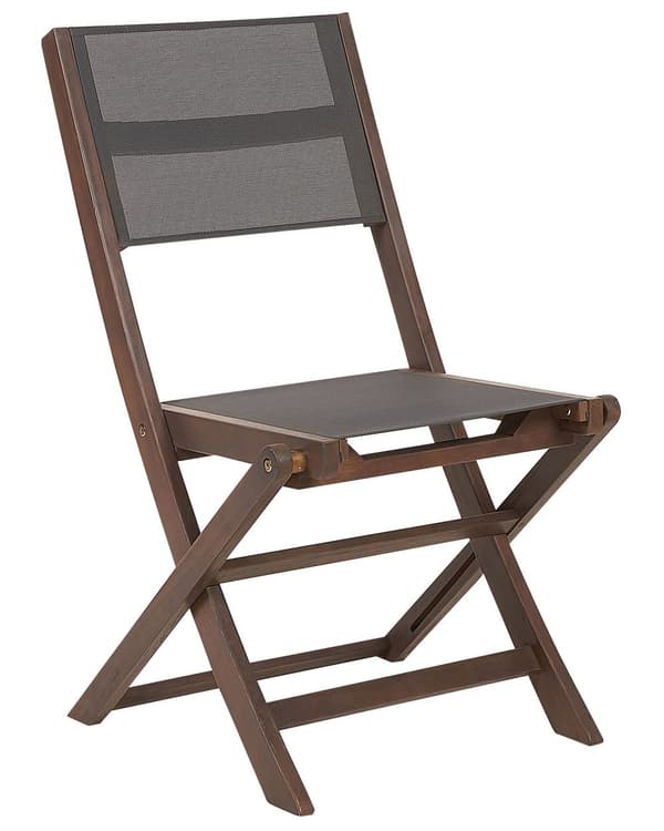 Puutarhatuoli tumma 57 x 90 x 50 cm akaasia 2 kpl harmaa polyesteri kokoontaitettava