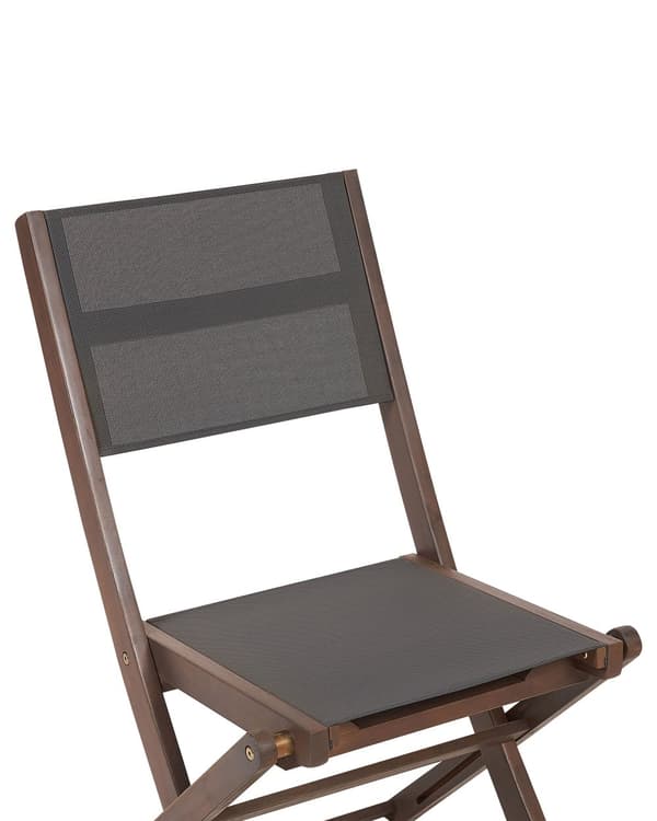 Puutarhatuoli tumma 57 x 90 x 50 cm akaasia 2 kpl harmaa polyesteri kokoontaitettava