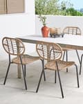 Miniatyrbilde 4 av 11: Sett med 4 stoler Natur Kunstrotting Flettet ryggstøtte og sete Boho-stil Utemøbler Hage