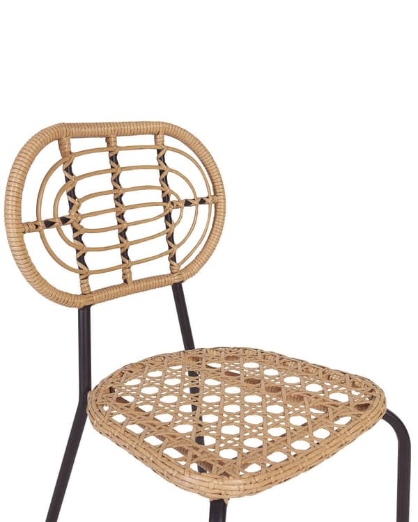 Sett med 4 stoler Natur Kunstrotting Flettet ryggstøtte og sete Boho-stil Utemøbler Hage