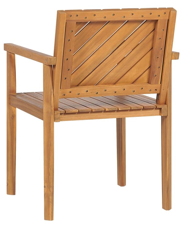 Uppsättning med 6 trädgårdsstolar i ljust akaciaträ för utomhusbruk med armstöd Traditionell stil